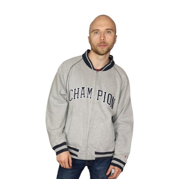 Champion Other - Men's Champion Spell Out Zip Up Sweatshirt In grey Size large